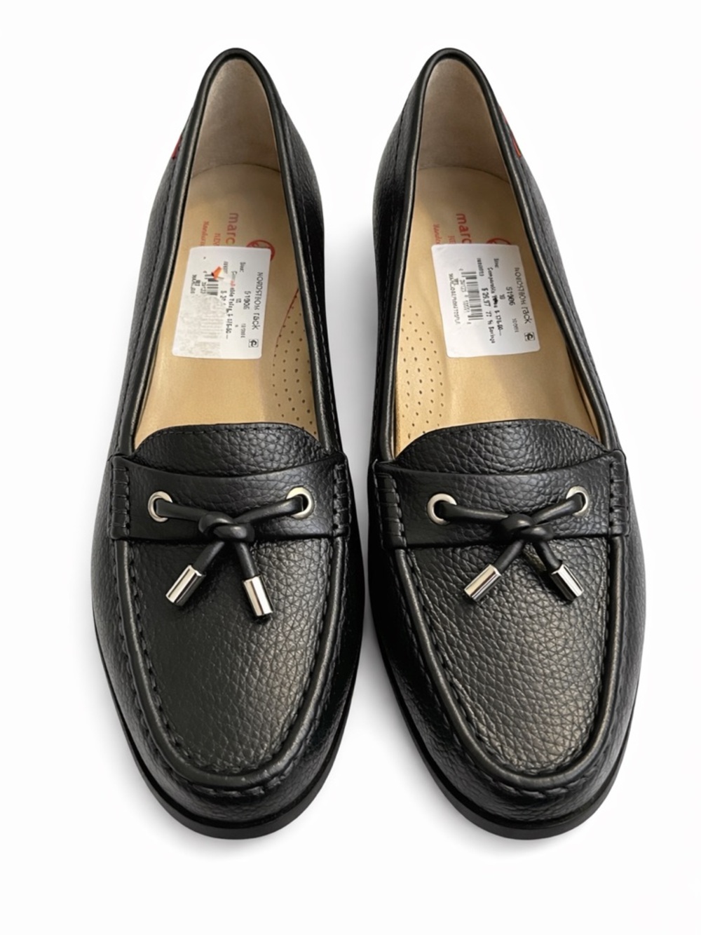 Marc Joseph Jackson Street Black Pebbled Leather Knot-Detail Loafers NWT